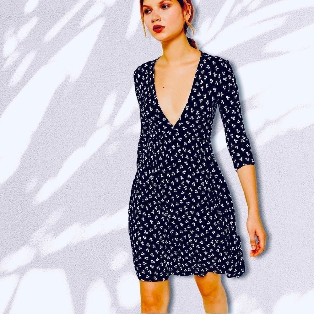 Urban Outfitters Navy Blue Mercer Plunge Dress Size XS